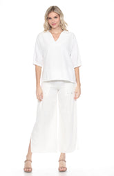 Textured Split Neck Top - CARINE